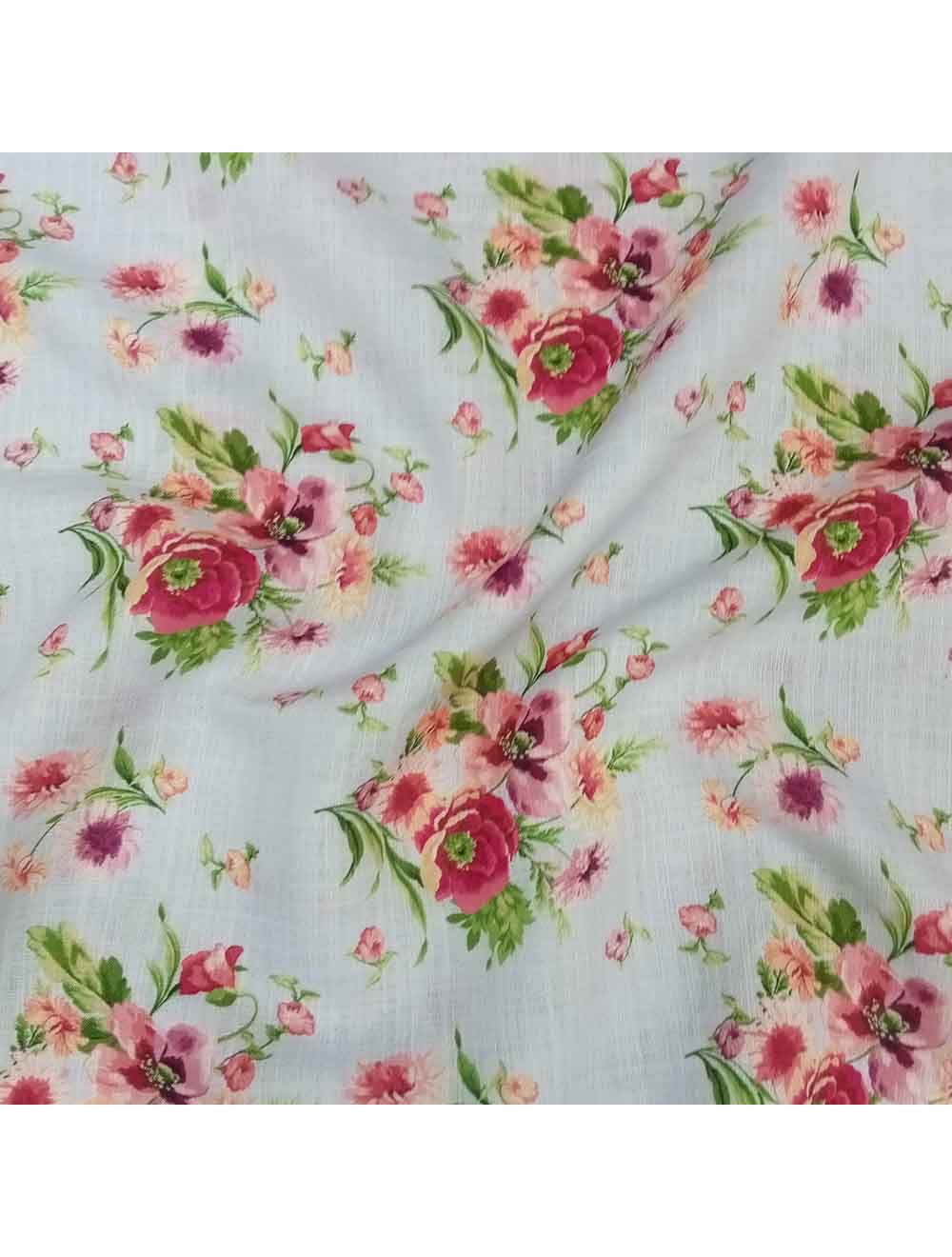Pastel Mauve Slub Cotton Fabric with Floral Print